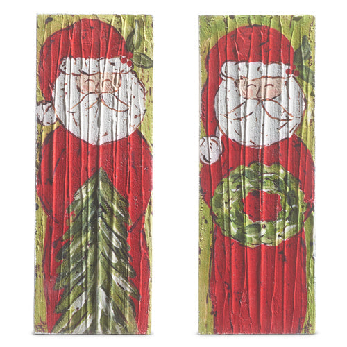 Raz Imports 2023 Heartfelt Holiday 7.75" Santa Textured Wood Block, Asst of 2