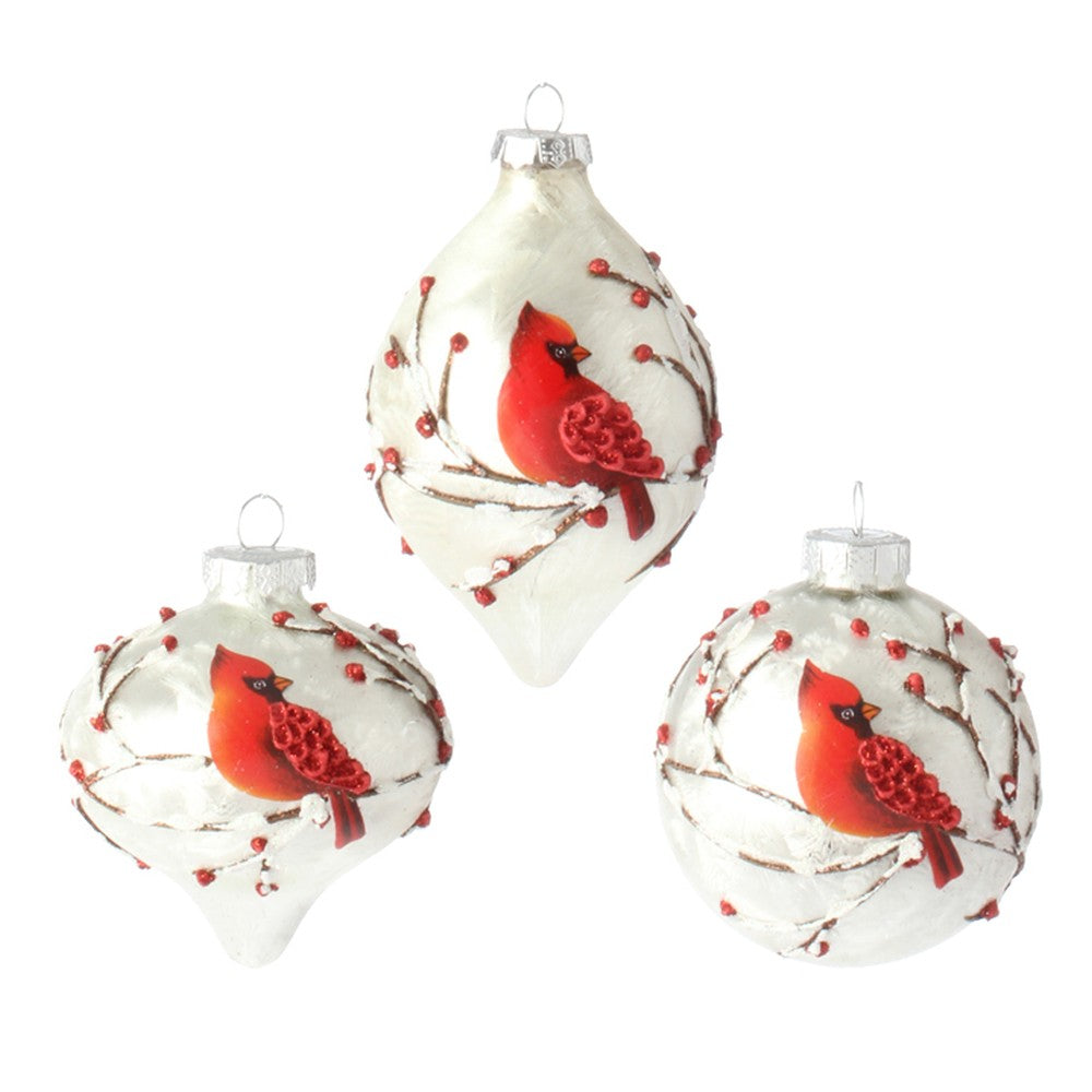 Raz Imports 2020 Mister Snowman 3-Inch Cardinal Ornament, Assortment of 3