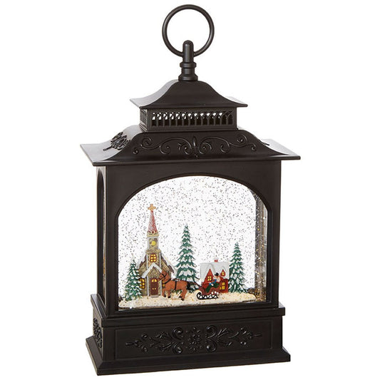 Raz Imports Holiday Water Lanterns 11" Town Scene Musical Lighted Water Lantern