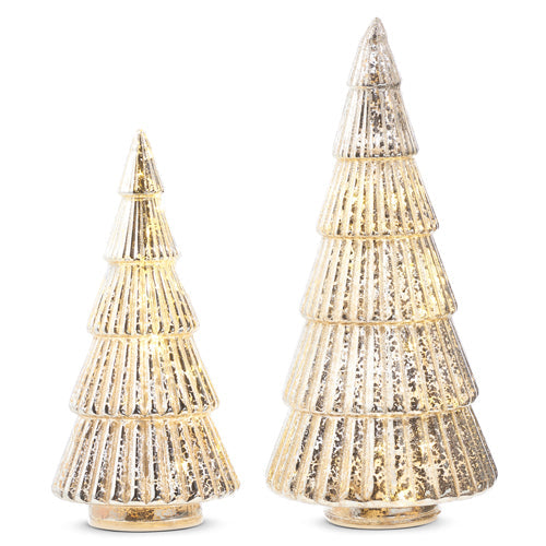 Raz Imports 2023 Bon Noel 11.5" Champagne Ribbed Trees, Set of 2