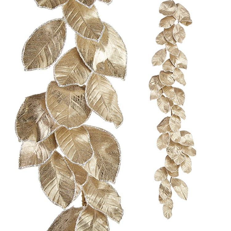 Raz Imports 2022 City Of Lights 4' Gold Glittered Leaf Garland