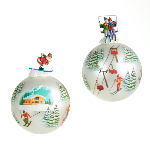 Raz Imports 2023 Dashing Through The Snow 5.5" Ski Ball Ornament, Asst of 2