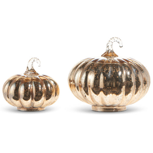 Raz Imports 2023 Holiday House 6.5" Glass Pumpkins, Set of 2