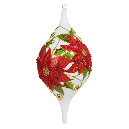 Raz Imports 2023 O Tannenbaum 13" Poinsettia Teardrop Ornament