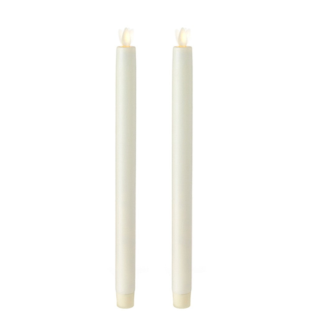 Raz Imports 12.5" Moving Flame Ivory Taper Candle, Set of 2