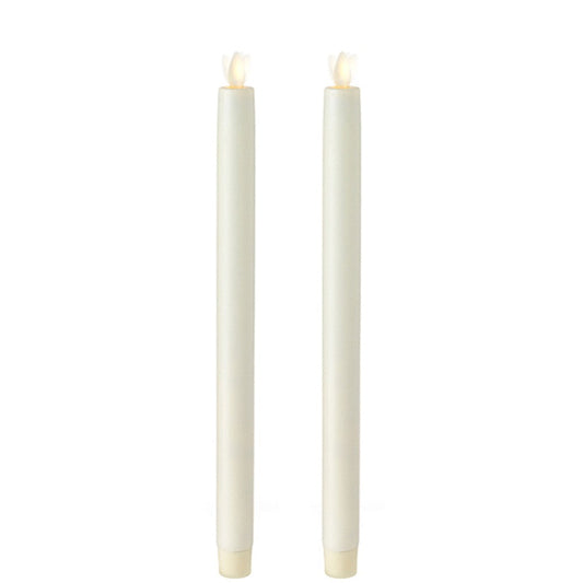 Raz Imports 12.5" Moving Flame Ivory Taper Candle, Set of 2