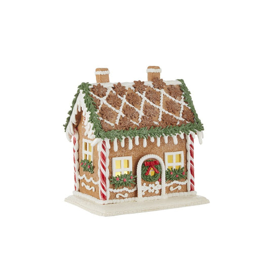 Raz Imports 2021 8.5-inch Gingerbread Lighted House with Rosemary Figurine