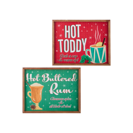 Raz Imports 2021 20" Hot Toddy & Buttered Rum Framed Wall Art, Assortment of 2