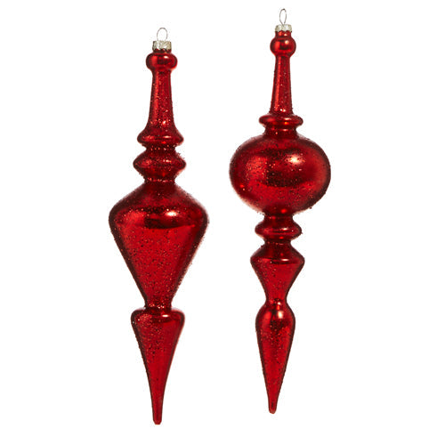 Raz Imports 2023 Holiday Cheers 12" Red Textured Finial Ornament, Asst of 2