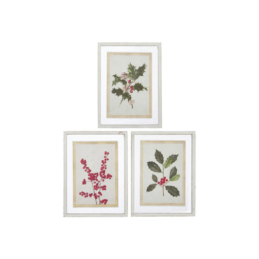 Raz Imports 2021 16" Holiday Floral Textured Paper Framed Print, Assortment of 3