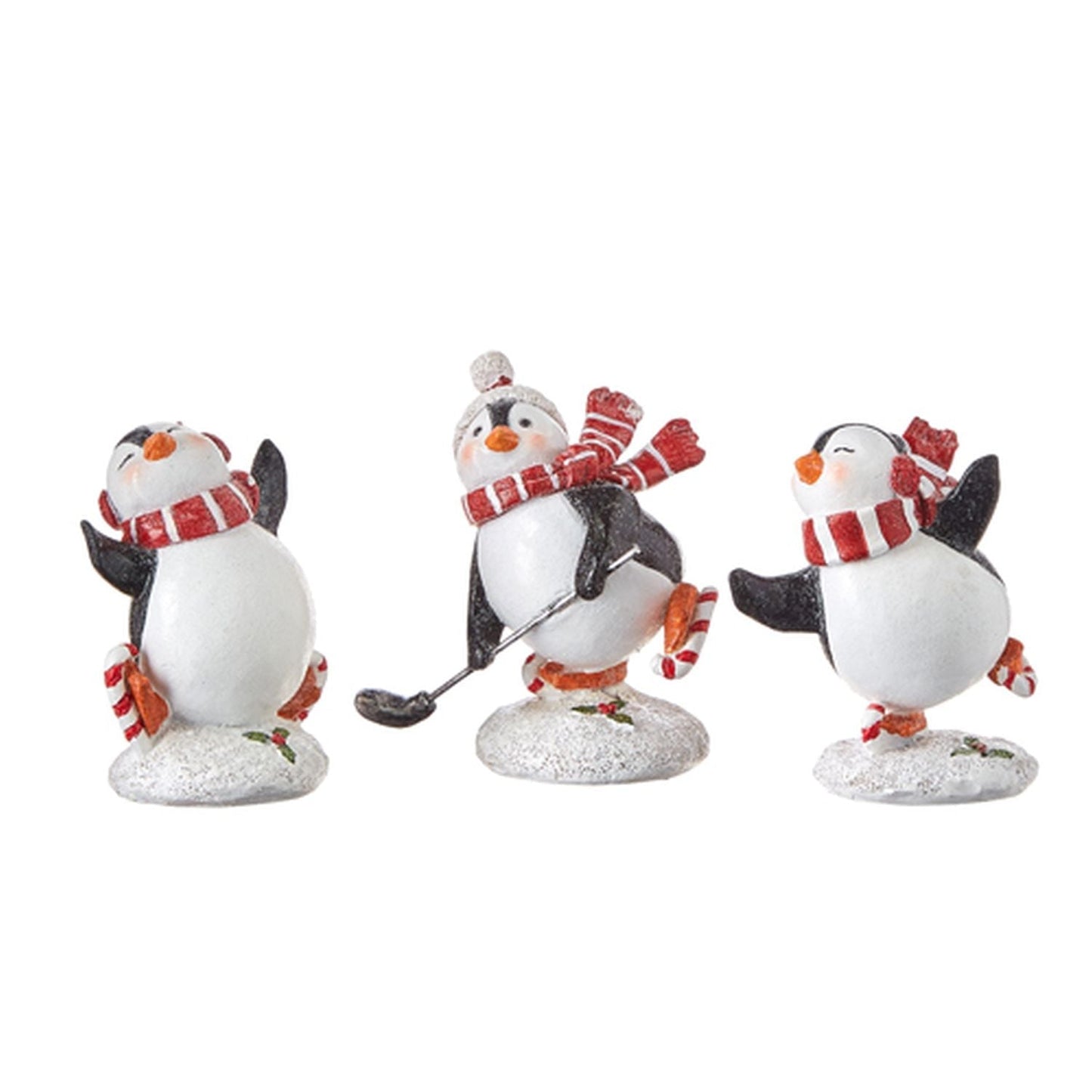 Raz Imports Snowed In 4.5" Ice Skating Penguin Figurine, 3 Asst