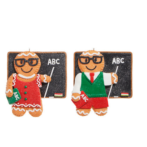 Raz Imports 2023 Holiday Heroes 4.75" Teacher Gingerbread Ornament, Asst of 2