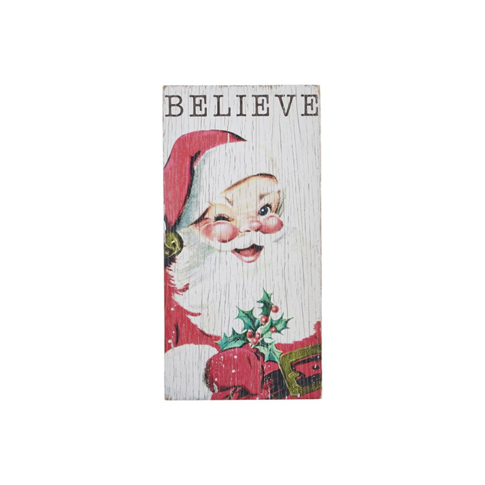 Raz Imports 2021 Dear Santa 20-inch Believe Santa Textured Wood Wall Art