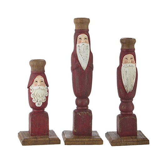 Raz Imports 2022 Countryside Christmas 12" Santa Taper Candle Holders, Set of 3