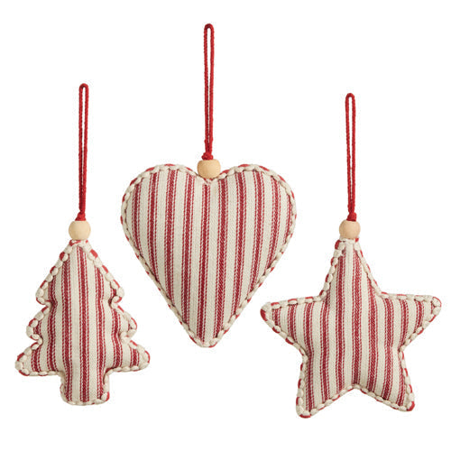 Raz Imports 2023 Heartfelt Holiday 5" Ticking Stripe Ornament, Asst of 3