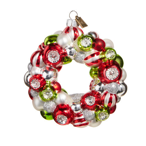 Raz Imports Eric Cortina 2023 4" Red, Green And White Wreath Ornament