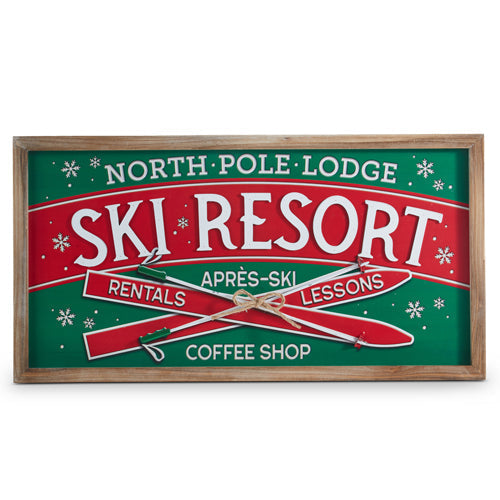 Raz Imports 2023 Dashing Through The Snow 24.75" Ski Resort Wall Art