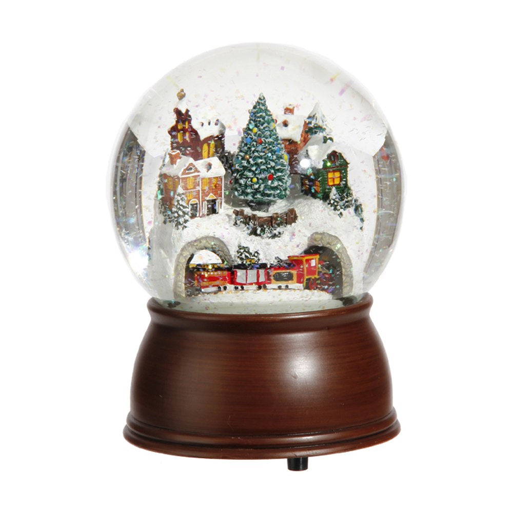 Raz Imports Home for The Holidays 6.5" House and Train Musical Water Globe