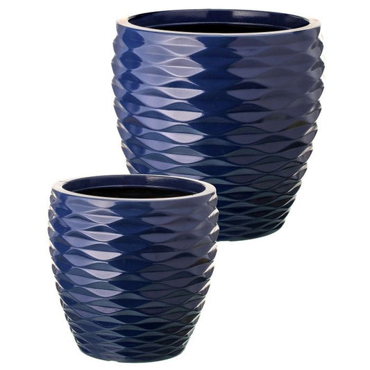 Regency International Resin 'Ceramic' Dimple Planter 13-16"T, Set Of 2