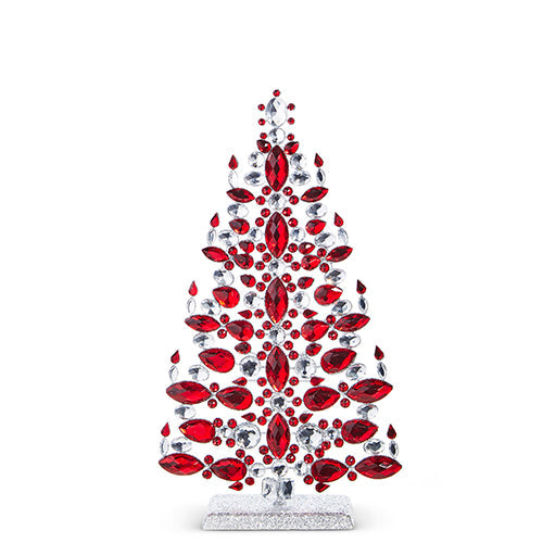 Raz Imports 2023 Holiday Cheers 14.75" Red And Crystal Jeweled Tree