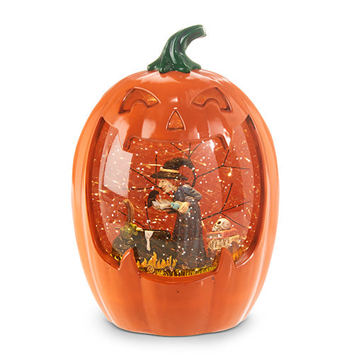 Raz Imports Holiday Water Lanterns 2023 8.5" Brewing Witch Lighted Water Pumpkin