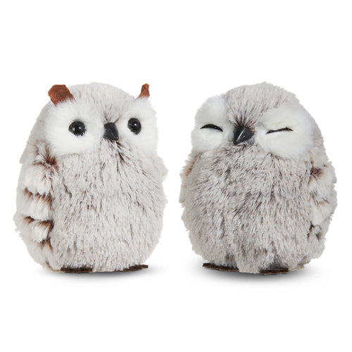 Raz Imports 2023 Natural Noel 4.75" Grey Owl Ornament, Asst of 2