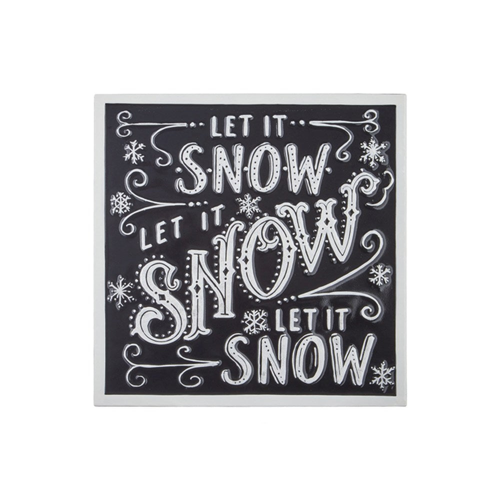 Raz Imports 2021 Snowed In 20-inch Let It Snow Embossed Metal Framed Wall Art