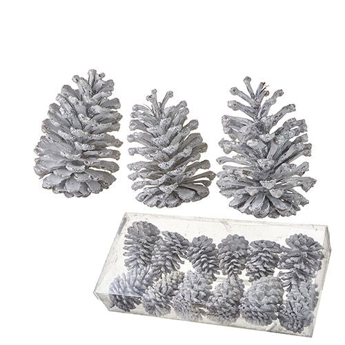 Raz Imports 5.5" Box of 12 Large Glittered Pinecones