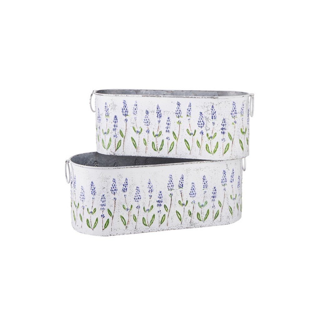 Raz Imports Homestead 20-inch Lavender Embossed Container, Set of 2