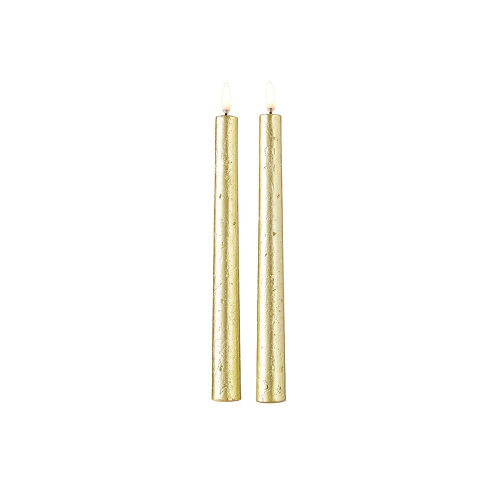 Raz Imports Uyuni Candles 1"X11" Gold Textured Taper Candle, Set of 2