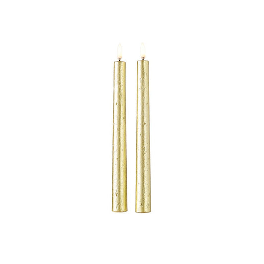 Raz Imports Uyuni Candles 1"X11" Gold Textured Taper Candle, Set of 2