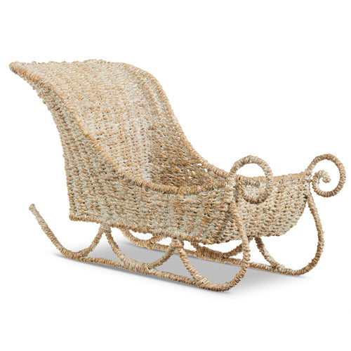 Raz Imports 2023 Natural Noel 18" Whitewash Woven Sleigh