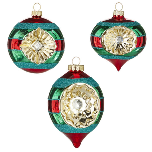 Raz Imports 2021 Country Kitchmas 3" Striped Vintage Ornament, Assortment of 3