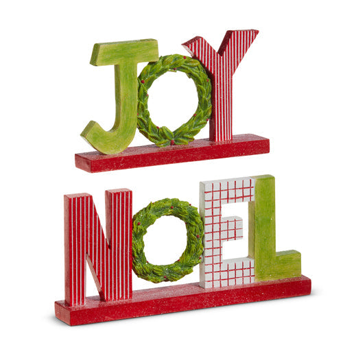 Raz Imports 2023 Heartfelt Holiday 10" Joy And Noel Word Art, Asst of 2