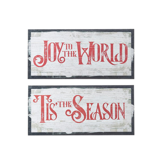 Raz Imports 2021 30" Joy To The World And Tis The Season Wall Art, 2 Assorted