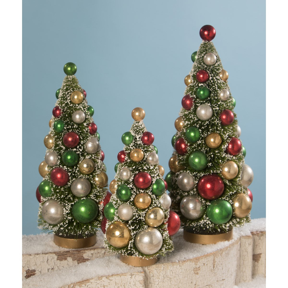 Bethany Lowe Traditional Bottle Brush Trees Set Of 3