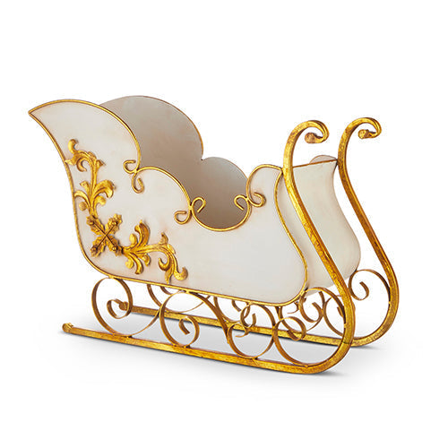 Raz Imports 2023 O Tannenbaum 24.5" Sleigh With Gilded Runners