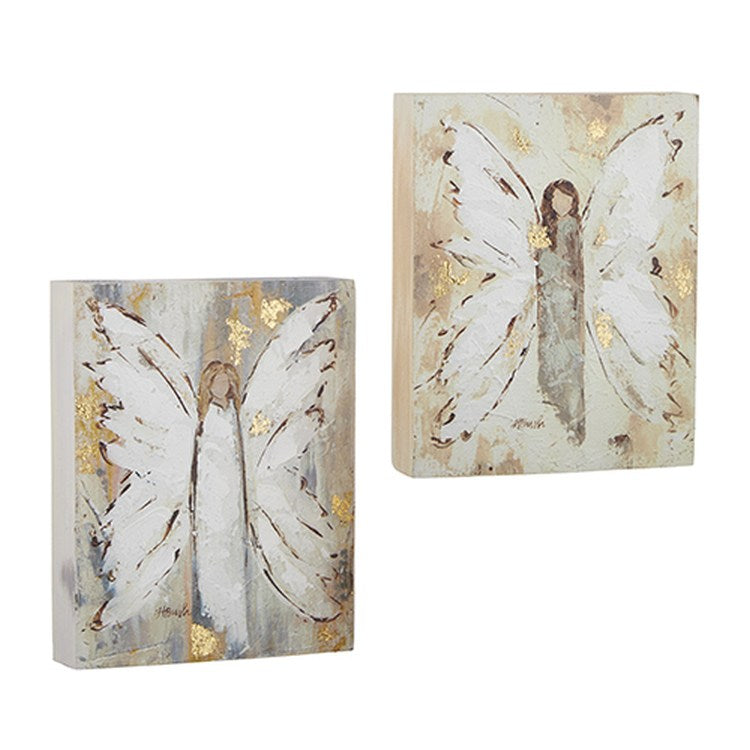 Raz Imports 2022 Holiday In Provence 10" Angel Block Wall Art, Asst Of 2