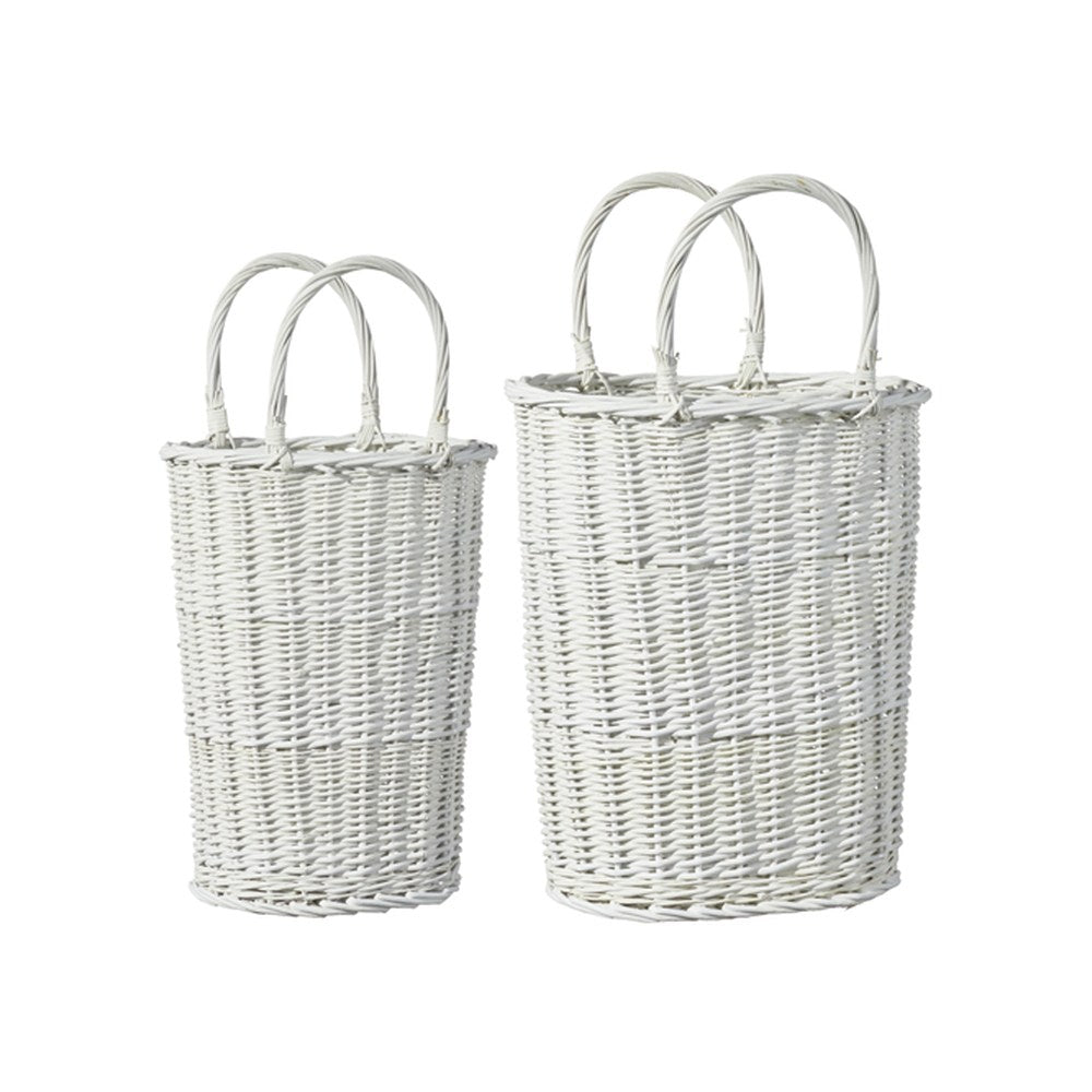 Raz Imports 2021 Holiday Homestead 27-inch White Handled Basket, Set of 2