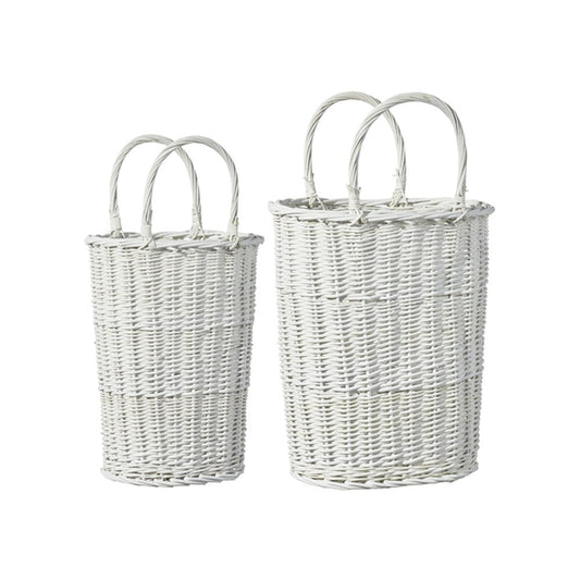 Raz Imports 2021 Holiday Homestead 27-inch White Handled Basket, Set of 2