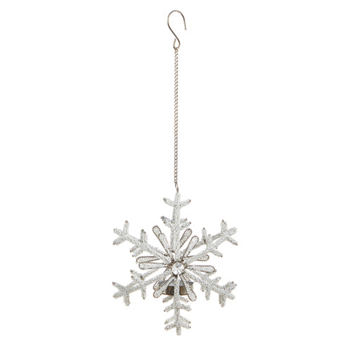 Raz 2023 Winter Frost 7.5" Beaded Snowflake Tealight Candleholder Ornament