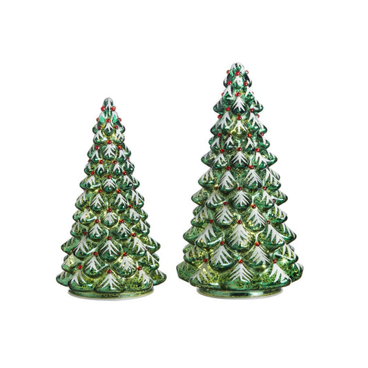 Raz Imports 2021 9.5-inch Lighted Tree with Jewels, Set of 2
