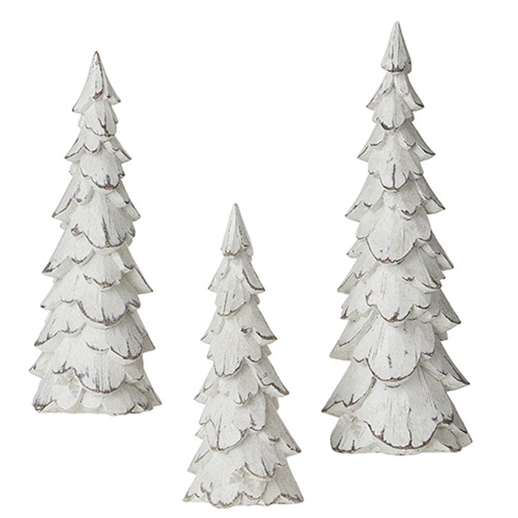 Raz Imports 2022 Winter Cottage 10.5" Glittered Distressed Tree, Set of 3