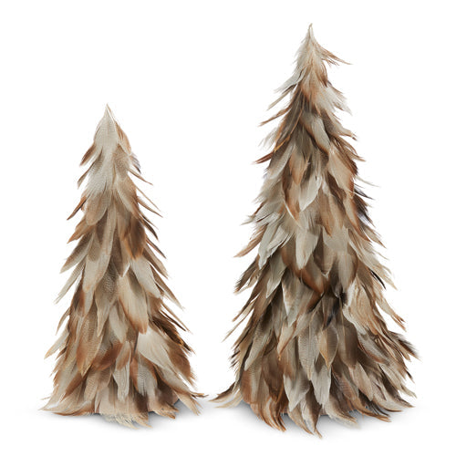 Raz Imports 2023 Holiday House 18" Light Beige Feather Trees, Set of 2