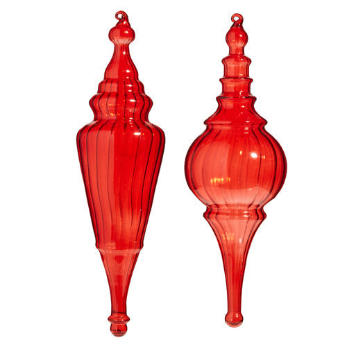 Raz Imports 2023 O Tannenbaum 15.5" Red Finial Ornament, Asst of 2