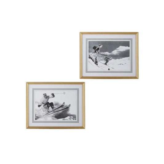 Raz Imports 2021 Chalet 20-inch Vintage Ski Jumper Framed Print Assortment of 2