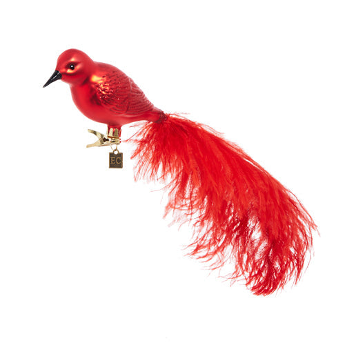 Raz Imports Eric Cortina 2023 12" Clip-On Red Feathered Bird Ornament