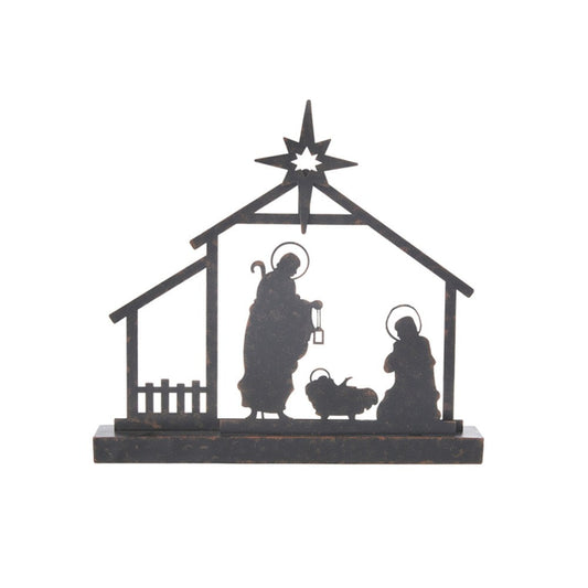 Raz Imports 2021 14.25-inch Holy Family In A Stable Silhouette Figurine