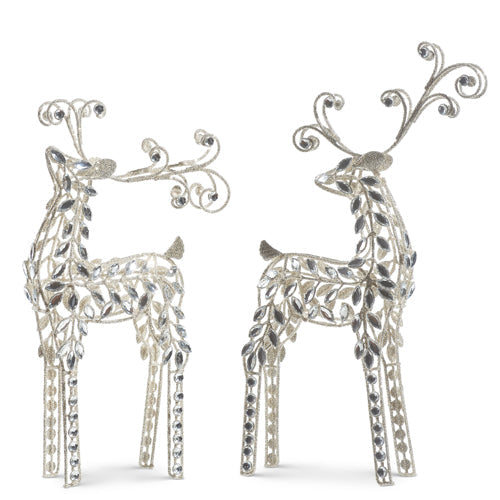 Raz Imports 2023 Winter Frost 17.25" Crystal Jeweled Reindeer, Asst of 2