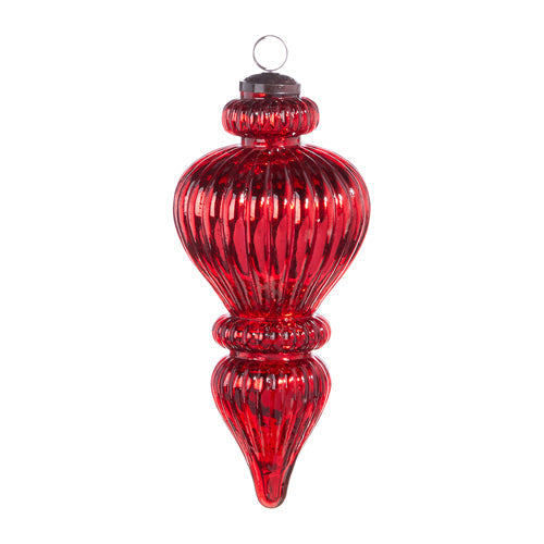 Raz Imports 2023 O Tannenbaum 10" Red Ribbed Finial Ornament